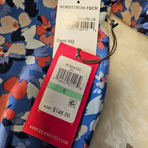 NWT Vince Camuto Dress Blue Floral Size 8 - Picture 12 of 14